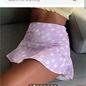 Princess Polly Purple Flower Silk Mini Skirt